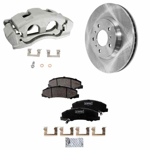 2-Wheel Set Front Brake Kit With Calipers, Plain Surface 303.02 mm Ceramic FWD, Includes (2) Caliper, (2) Disc, and (1) Pad Set