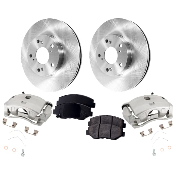 2-Wheel Set Brake Kit With Calipers, Plain Surface 281.94 mm Ceramic, Includes (2) Brake Caliper, (2) Brake Disc and (1) Brake Pad Set