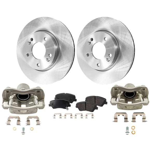 2-Wheel Set Front Brake Kit With Calipers, Plain Surface 279.91 mm FWD, Includes (2) Brake Caliper, (2) Brake Disc and (1) Brake Pad Set