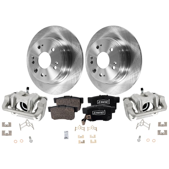 2-Wheel Set Rear Brake Kit With Calipers, Plain Surface 281.69 mm Ceramic, Includes (2) Caliper, (2) Disc, and (1) Pad Set