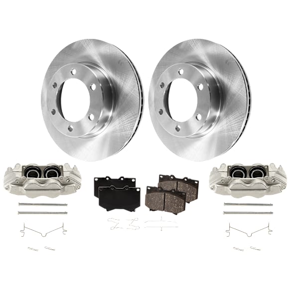 2-Wheel Set Front Brake Kit With Calipers, Plain Surface 318.77 mm Ceramic, Includes (2) Brake Caliper, (2) Brake Disc and (1) Brake Pad Set