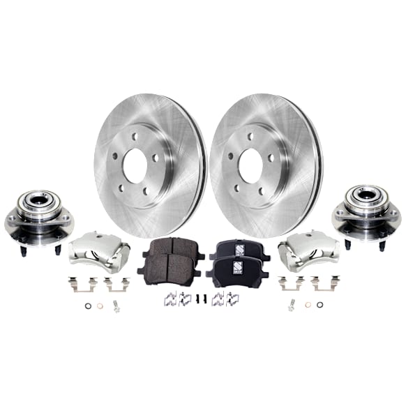 2-Wheel Set Front Brake Kit With Calipers, 5 Lugs,, FWD, Includes (2) Brake Caliper, (2) Brake Disc, (1) Brake Pad Set and (2) Brake Kit With Calipers