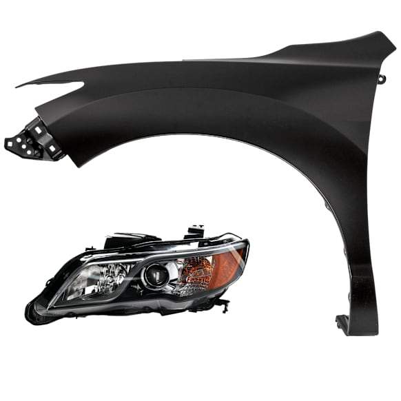 2-Piece Kit Driver Side HID/Xenon Headlight, Without bulb(s), includes Fender, CAPA Certified