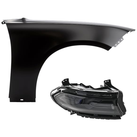 2-Piece Kit Passenger Side Halogen Headlight, With bulb(s), includes Fender, CAPA Certified