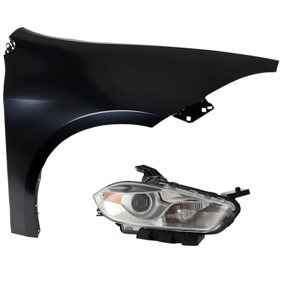 2-Piece Kit Passenger Side Halogen Headlight, With bulb(s), includes Fender, CAPA Certified