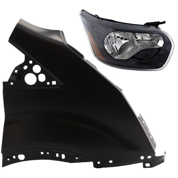 2-Piece Kit Passenger Side Halogen Headlight, With bulb(s), includes Fender