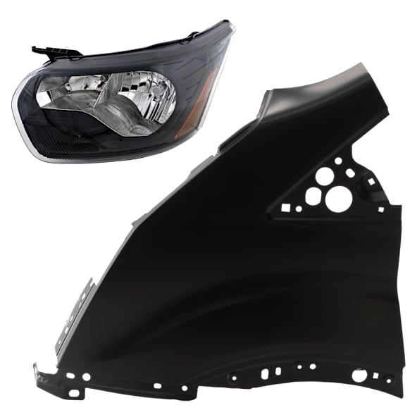 2-Piece Kit Driver Side Halogen Headlight, With bulb(s), includes Fender