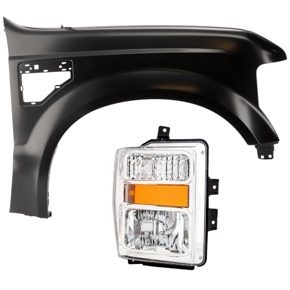 2-Piece Kit Passenger Side Halogen Headlight, Without bulb(s), includes Fender