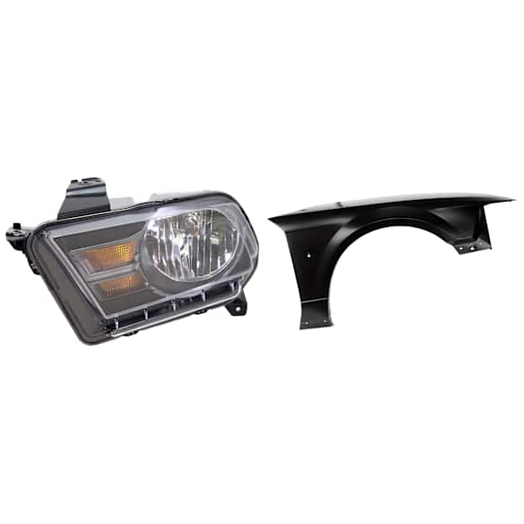 2-Piece Kit Driver Side Halogen Headlight, With bulb(s), includes Fender