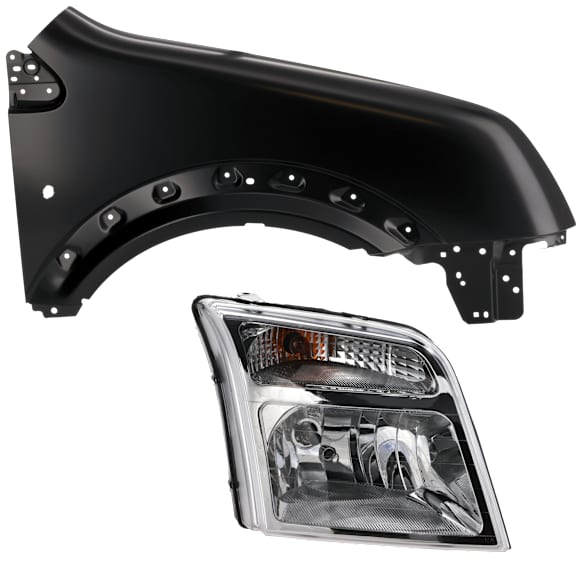 2-Piece Kit Passenger Side Halogen Headlight, With bulb(s), includes Fender, CAPA Certified