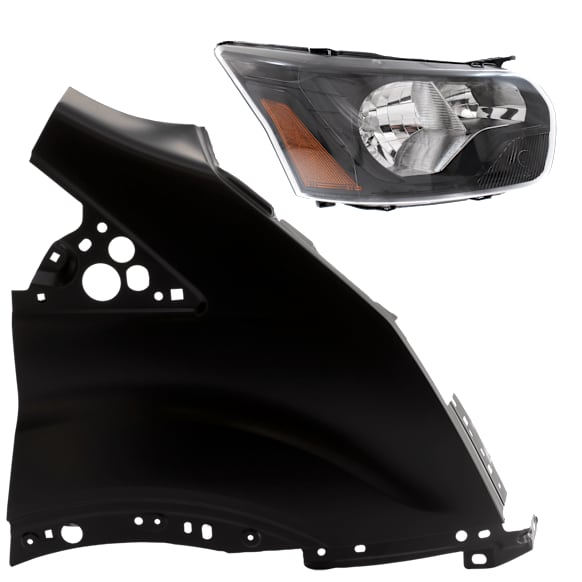 2-Piece Kit Passenger Side Halogen Headlight, With bulb(s), includes Fender