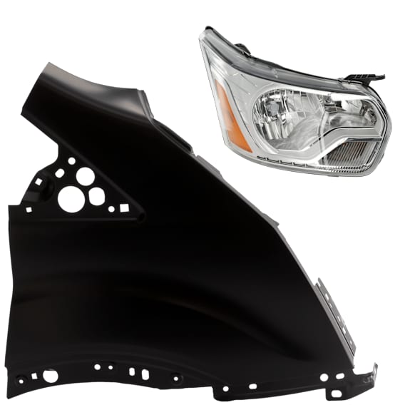 2-Piece Kit Passenger Side Halogen Headlight, With bulb(s), includes Fender