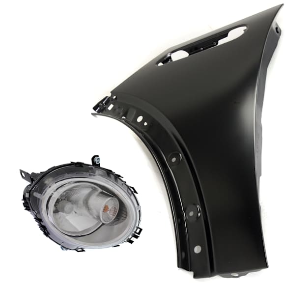 2-Piece Kit Driver Side Halogen Headlight, With bulb(s), includes Fender