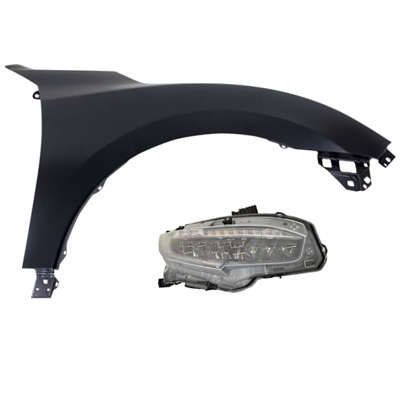 2-Piece Kit Passenger Side LED Headlight, With bulb(s), includes Fender, CAPA Certified
