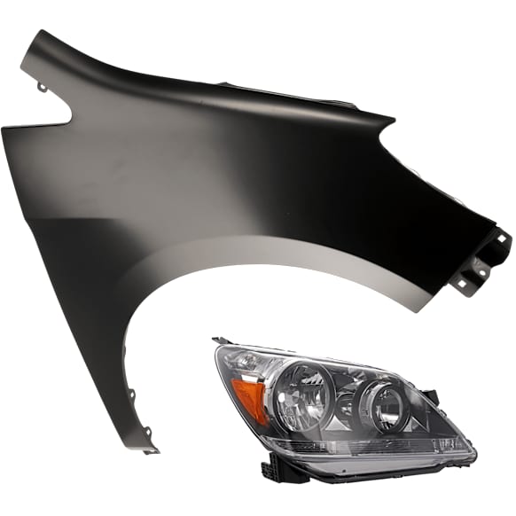 2-Piece Kit Passenger Side Halogen Headlight, Without bulb(s), includes Fender
