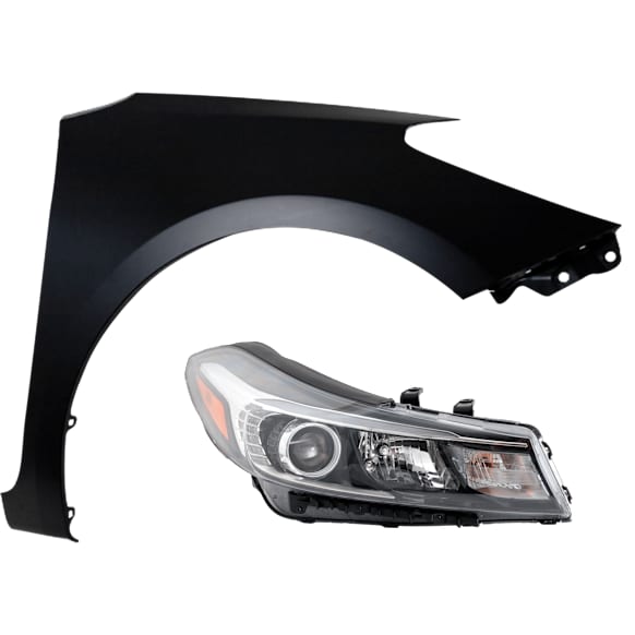 2-Piece Kit Passenger Side Halogen Headlight, With bulb(s), includes Fender, CAPA Certified
