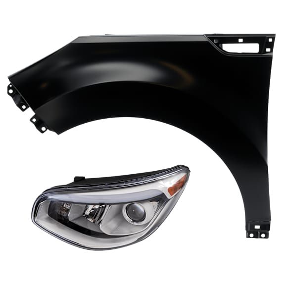 2-Piece Kit Driver Side Halogen Headlight, With bulb(s), includes Fender, CAPA Certified