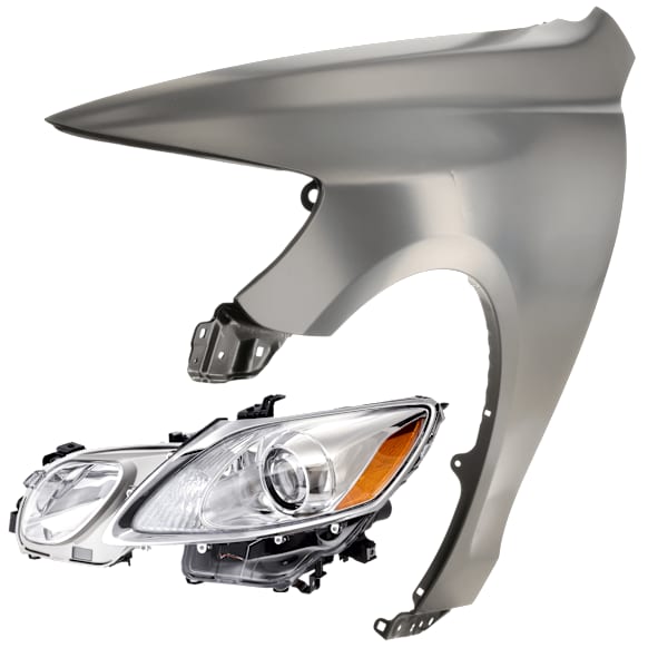 2-Piece Kit Driver Side Halogen Headlight, Without bulb(s), includes Fender