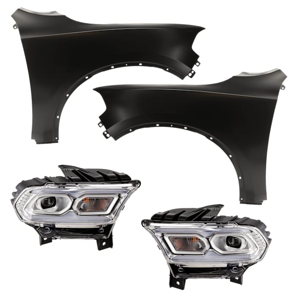 4-Piece Kit Driver Side and Passenger Side LED Headlight, With bulb(s), includes Fender, CAPA Certified