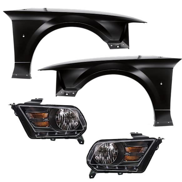 4-Piece Kit Driver Side and Passenger Side Halogen Headlight, With bulb(s), includes Fender