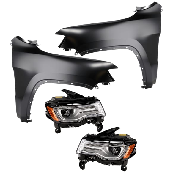 4-Piece Kit Driver Side and Passenger Side HID/Xenon Headlight, With bulb(s), includes Fender