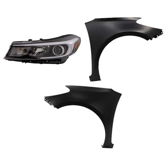 4-Piece Kit Driver Side and Passenger Side Halogen Headlight, With bulb(s), includes Fender