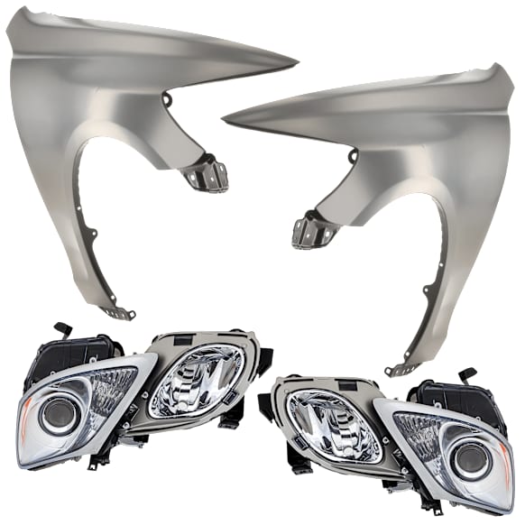 4-Piece Kit Driver Side and Passenger Side HID/Xenon Headlight, Without bulb(s), includes Fender, CAPA Certified