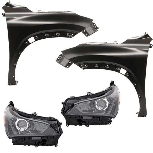 4-Piece Kit Driver Side and Passenger Side LED Headlight, With bulb(s), includes Fender