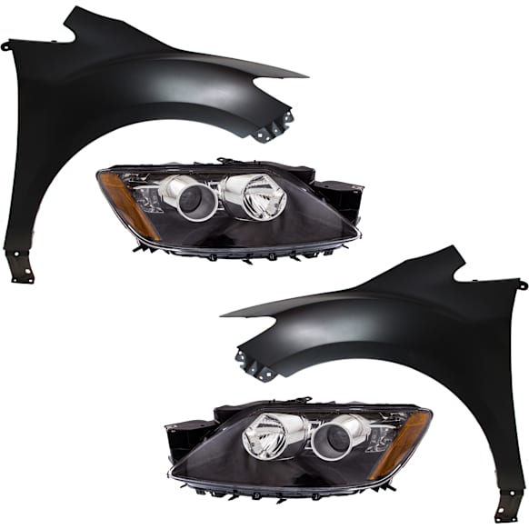 4-Piece Kit Driver Side and Passenger Side HID/Xenon Headlight, Without bulb(s), includes Fender
