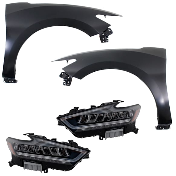 4-Piece Kit Driver Side and Passenger Side LED Headlight, With bulb(s), includes Fender, CAPA Certified