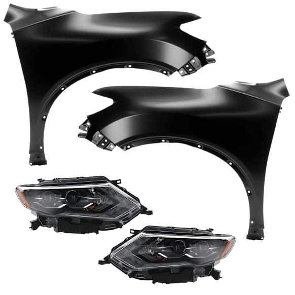 4-Piece Kit Driver Side and Passenger Side LED Headlight, With bulb(s), includes Fender, CAPA Certified