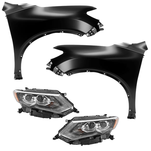 4-Piece Kit Driver Side and Passenger Side LED Headlight, With bulb(s), includes Fender, CAPA Certified