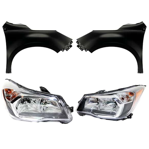 4-Piece Kit Driver Side and Passenger Side Halogen Headlight, With bulb(s), includes Fender, CAPA Certified