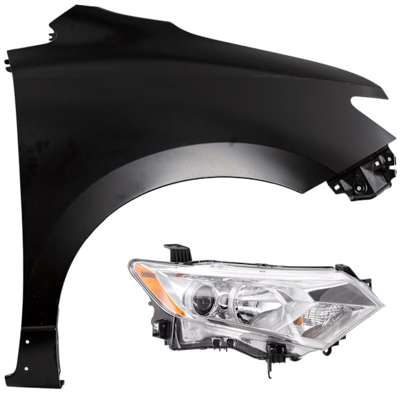 2-Piece Kit Passenger Side Halogen Headlight, With bulb(s), includes Fender, CAPA Certified