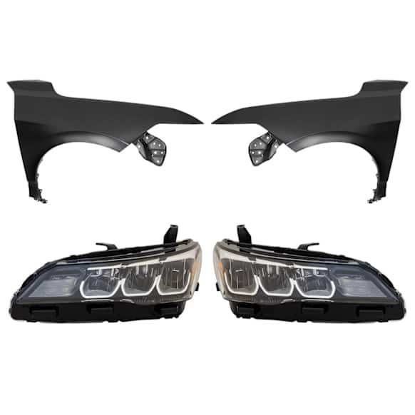 4-Piece Kit Driver Side and Passenger Side LED Headlight, With bulb(s), includes Fender, CAPA Certified