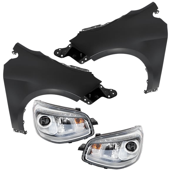 4-Piece Kit Driver Side and Passenger Side LED Headlight, With bulb(s), includes Fender, CAPA Certified