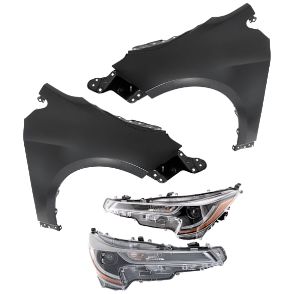 4-Piece Kit Driver Side and Passenger Side LED Headlight, With bulb(s), includes Fender