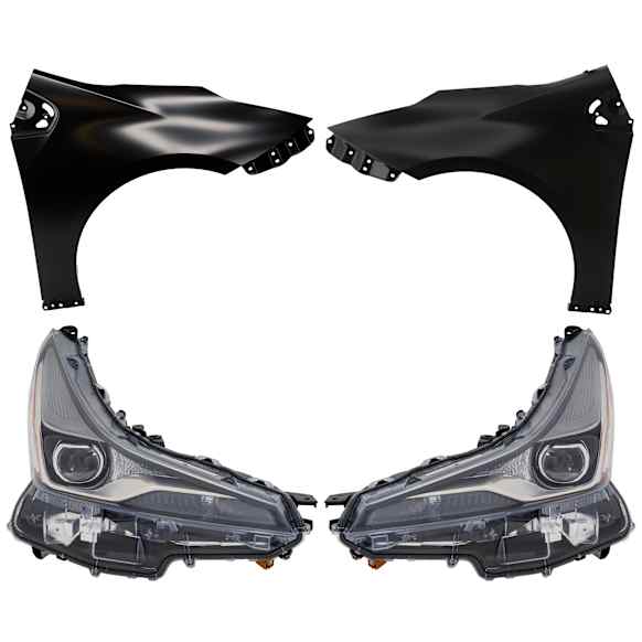 4-Piece Kit Driver Side and Passenger Side LED Headlight, Without bulb(s), includes Fender