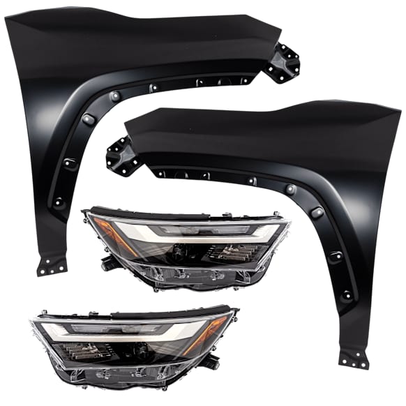 4-Piece Kit Driver Side and Passenger Side LED Headlight, With bulb(s), includes Fender, CAPA Certified