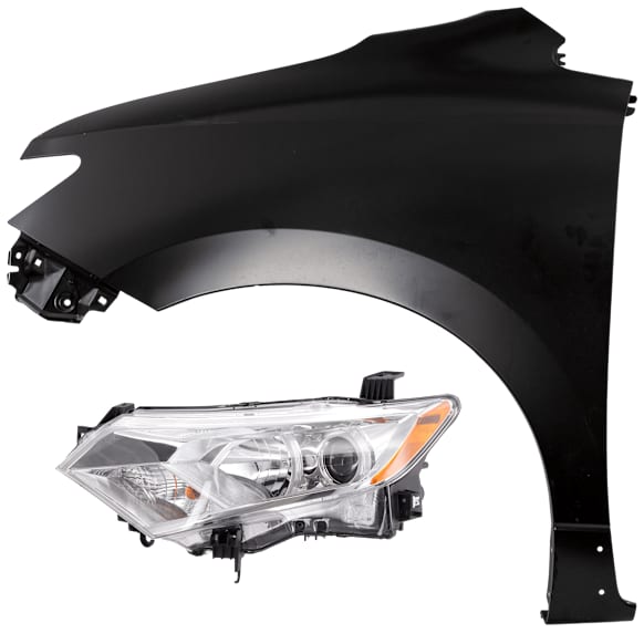 2-Piece Kit Driver Side Halogen Headlight, With bulb(s), includes Fender, CAPA Certified