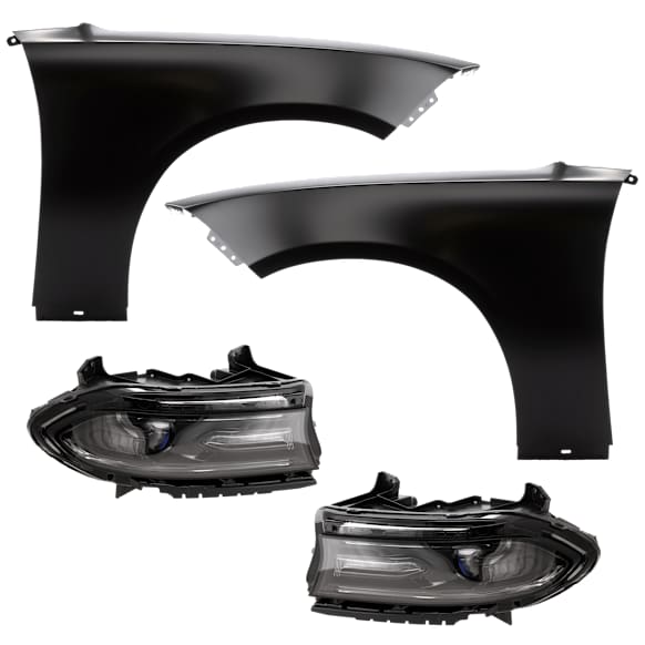 4-Piece Kit Driver Side and Passenger Side Halogen Headlight, With bulb(s), includes Fender, CAPA Certified