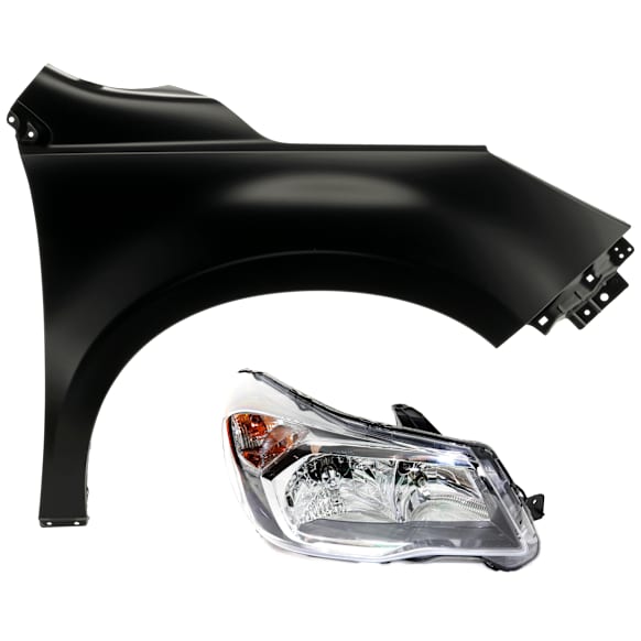 2-Piece Kit Passenger Side Halogen Headlight, With bulb(s), includes Fender, CAPA Certified