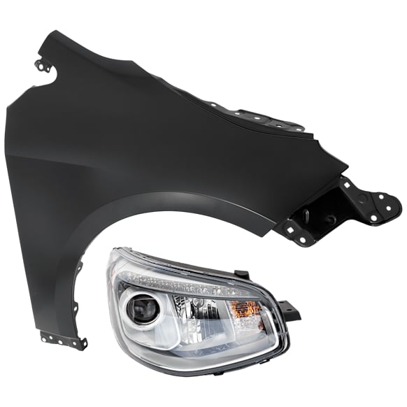 2-Piece Kit Passenger Side LED Headlight, With bulb(s), includes Fender, CAPA Certified