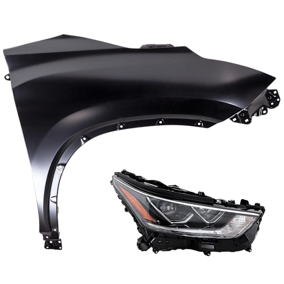 2-Piece Kit Passenger Side Halogen Headlight, With bulb(s), includes Fender, CAPA Certified