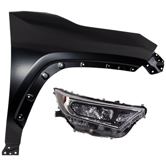 2-Piece Kit Passenger Side Halogen Headlight, Without bulb(s), includes Fender, CAPA Certified