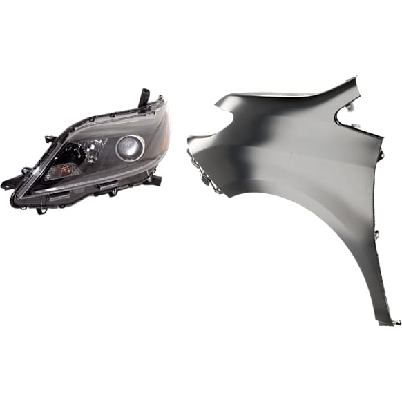 2-Piece Kit Driver Side Halogen Headlight, With bulb(s), includes Fender