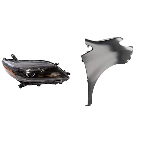 2-Piece Kit Passenger Side Halogen Headlight, With bulb(s), includes Fender