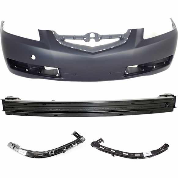 2004 Acura TL Base - 4-Piece Kit Front Primed Bumper Cover, Includes (1) Bumper Cover, (1) Bumper Reinforcement, and (2) Bumper Retainer