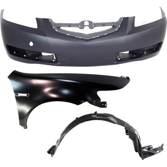 2006 Acura TL - 3-Piece Kit Front Primed Bumper Cover, Includes (1) Bumper Cover, (1) Fender, and (1) Fender Liner