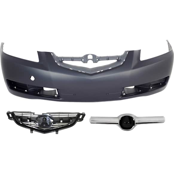 3-Piece Kit, Front Primed Bumper Cover, Includes (1) Bumper Cover, (1) Grille, and (1) Grille Trim